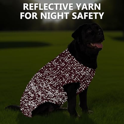 KYEESE Dog Sweater with Leash Hole Warm Pullover with Reflective Yarn for Small and Medium Dogs Male Soft Knit Pullover Boy Dog Coats Cozy Lightweight Thick Sweater,Dark Red,Medium - color: 5# Dark Red, size: M (24-30lbs)