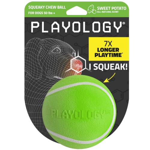 Playology Dog Toys | Squeaky Chew Ball for Large Dogs | Sweet Potato Scented Jumbo Dog Ball | Bouncy Floating Chew Toys for Fetch - size: Jumbo, style: Sweet Potato