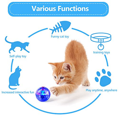 Jecery 9 Pcs Ghost Hunting Light Up Cat Balls LED Motion Activated Cat Toy Interactive Lighted Ball Pet Glowing Mini Running Exercise Toys for Kitten Dog Pet Animals Activity(Transparent) - color: Transparent