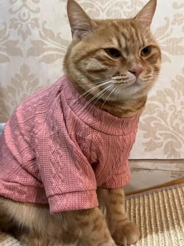 Kitten Clothes, Dog Cat Sweaters Pet Puppy Knitwear Costume Fall Winter Coat for Small Medium Cats Dog Girl Boy Fit 2.2-23lb - color: Pink, size: X-Small