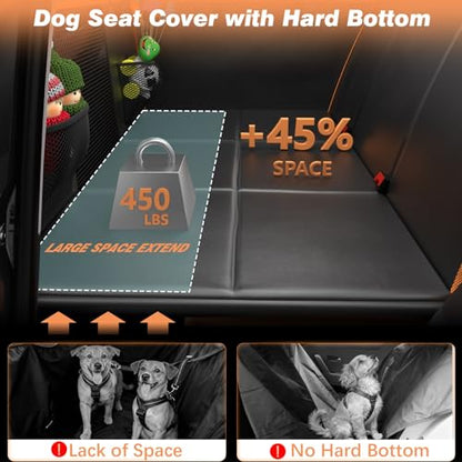 Gusil Back Seat Extender for Dogs: Mobile Cozy Pet Den! Skin-Safe Padding, Heavy-Duty PU Leather with Hard Bottom, 450lb Capacity-Waterproof, Non-Slip, 45% More Space (Fits Cars, SUVs & Small Trucks)