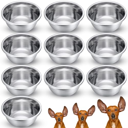 Ziliny 10 Pcs 8 Cup Metal Dog Bowls Stainless Steel Thickened Food Bowls Travel Kennel Food and Water Dish for Medium Large Size Dogs Cats, 64 Oz, Dishwasher Safe