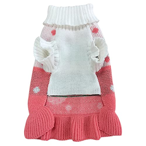 CHBORCHICEN Pet Dog Sweaters Classic Knitwear Turtleneck Winter Warm Puppy Clothing Cute Strawberry and Heart Doggie Sweater (XS, Dress-Pink) - color: Dress-Pink, size: X-Small