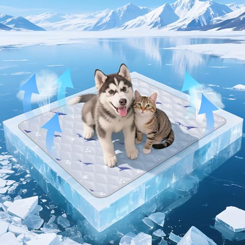 Dog Cooling Mat, Cooling Mat for Dogs, Breathable Dog Bed with Non-Slip Design, Portable & Washable Pet Pad for Indoor, Outdoor, Crate, Summer Cat Bed, Cool Pet Pad, Gel-Free, 21"x27" - size: 21"x27"(S)