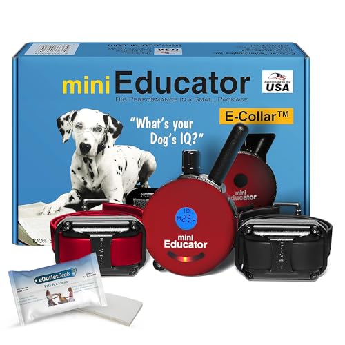 E-Collar ET-300 / ET-302 Dog Training Collar System with Remote - 1/2 Mile Range - Waterproof, Vibration, Sensation - Includes eOutletDeals Pet Towel (2 Dog System - ET-302 RED) - size: 2 Dog System - ET-302 RED