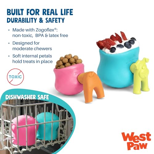 WEST PAW Zogoflex Toppl Interactive Treat Dispensing Puzzle Dog Toy for Mental Stimulation & Enrichment-Holds Kibble & Treats-Lickable, Freezable & Dishwasher Safe-Made in USA-Large-Geranium - color: Geranium, size: Large