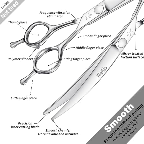 High-end Professional Dog Grooming Curved Scissors Pet Curved Shears 7 Inches Extremely Very Sharp Made Of Stainless Steel Alloy By Hand For Dog Cat Groomer - size: 7inch, style: Curved Shears