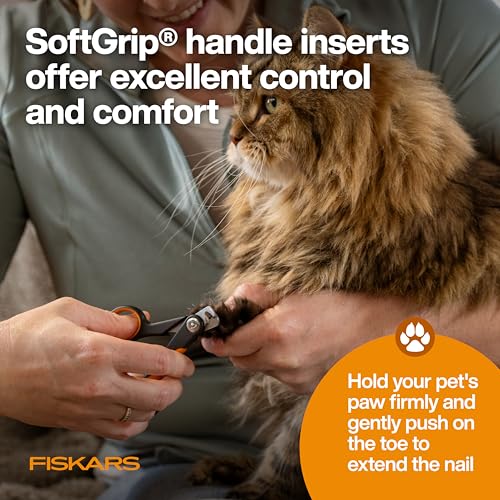 Fiskars Pet Small Pet Nail Clippers, Cat and Dog Nail Trimmers for Grooming, Pet Supplies with Precision Stainless Steel Blades & SoftGrip Handle, 4.25”, Orange/Black - size: Small