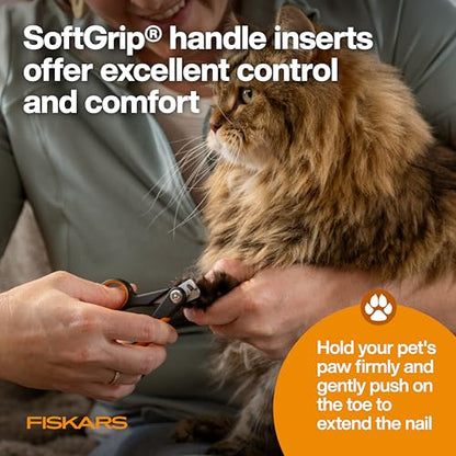 Fiskars Pet Small Pet Nail Clippers, Cat and Dog Nail Trimmers for Grooming, Pet Supplies with Precision Stainless Steel Blades & SoftGrip Handle, 4.25”, Orange/Black - size: Small