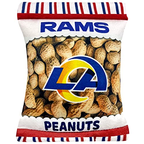 NFL Los Angeles RAMS Crinkle FINE Plush Dog & CAT Squeak Toy - Cutest Stadium Peanuts Snack Plush Toy for Dogs & Cats with Inner Squeaker & Beautiful Baseball Team Name/Logo - color: Los Angeles Rams, style: STADIUM PEANUTS SNACK