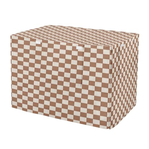 Netural Checkerboard Dog Crate Cover 600D Oxford Pet Kennel Cover with Mesh Window for Dog Cages, Windproof Waterproof Machine Washable, 30"x19"x21" - size: 30"x19"x21"