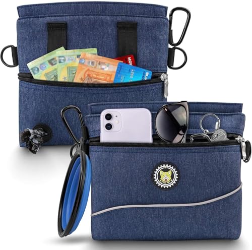 Viklluyr Dog Treat Pouch Bag with Magnetic Closure, Dog Food Carrier with Removable Inner Pocket, Perfect Dog Training Bag for Agility Training - Including Carabiner - color: Blue, size: M