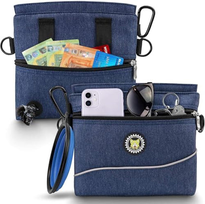 Viklluyr Dog Treat Pouch Bag with Magnetic Closure, Dog Food Carrier with Removable Inner Pocket, Perfect Dog Training Bag for Agility Training - Including Carabiner - color: Blue, size: M