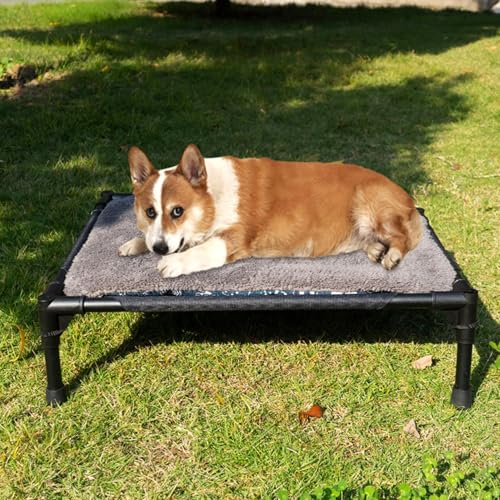 Raised Dog Bed - Removable Camping Dog Bed with Canopy Tent, Folding Elevated Puppy Couch, with Canopy Shade Tent | Off Ground Pet Bunk Cot, Raised Pet Cot for Large Pets Camping, Indoor & Outdoor Us - color: Pet camp bed+cushion+ceiling