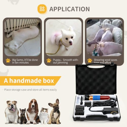 CGOLDENWALL Dog Hair Clipper for Grooming 200W Pet Clipper Kit with Spare Blade, Low Noise&Vibration, Animal Grooming Trimmer for Cat Sheep Dog 110-240V