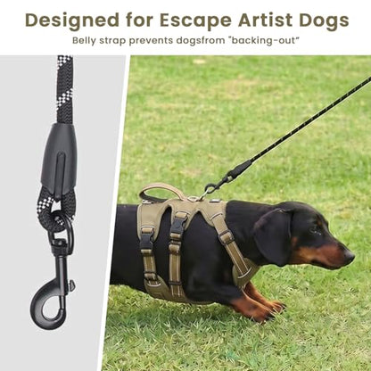 Escape Proof Dog Harness and Leash Set,Soft Padded Full Body Pet Harness, No Pull Reflective Adjustable Dog Vest with Handle, Easy Control Dog Harness for Medium Large Dogs Training Walking Running - color: Khaki, size: M