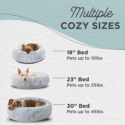 Best Friends by Sheri SnuggleSoft Faux Fur Calming Donut Bed for Dogs, Gray, Small, 23x23 - color: Rabbit Faux Fur Grey, style: Small