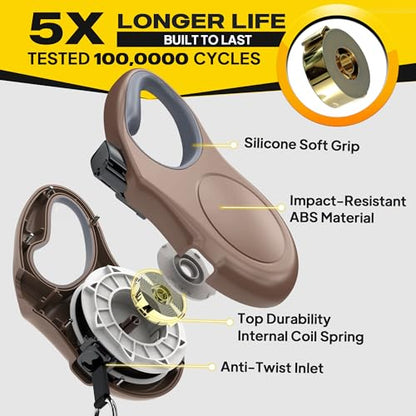 Fida Retractable Dog Leash X-Small Breed, 10 ft Durable Pet Walking Leash for Extra Small Dogs/Cats/Small Animals up to 18lbs, 360° Tangle Free, Coffee/Brown - color: Coffee, size: X-Small