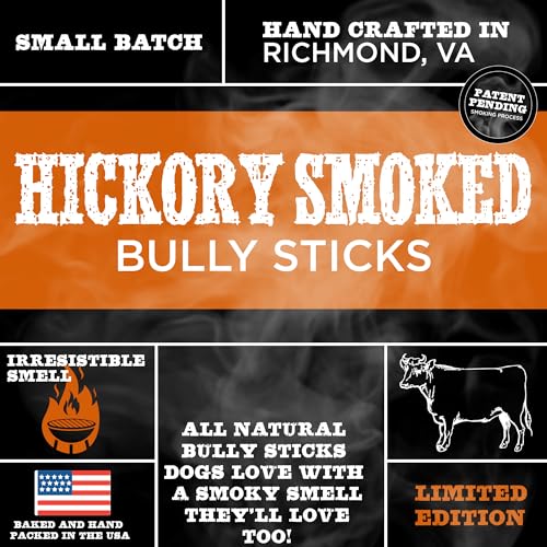 Best Bully Sticks Hickory Smoked Jumbo 12 Inch Bully Sticks - 10 Count (Pack of 1) - Natural, Smoky, Grain and Odor-Free, No Additives
