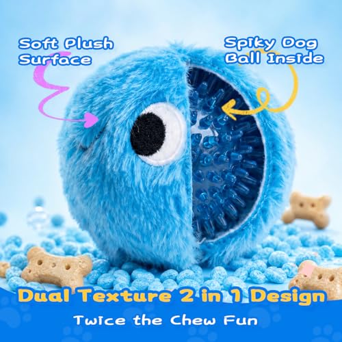 lilfrd Squeaky Dog Chew Toys, Spiky Bouncy Rubber Dog Toy Balls, Plush Toy for Small Medium Dogs, Teeth Cleaning - style: Spiky Toy