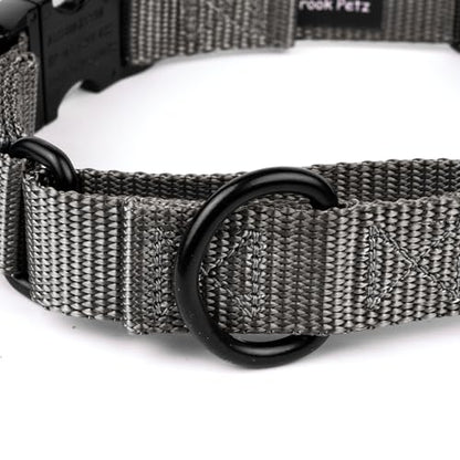 Country Brook Petz - Martingale Dog Collar - Heavy Duty Nylon Adjustable Martingale Dog Collar with Premium Buckle for Small Medium Large Breeds (5/8 Inch, Extra Small, Charcoal) - color: Charcoal, size: Extra Small (Pack of 1)