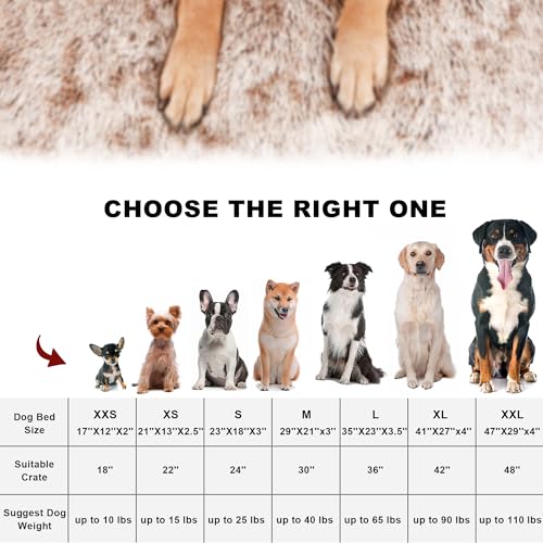 Bedfolks Waterproof Crate Bed, Plush Dog & Cat Bed with Removable Washable Cover, Faux Fur Kennel Pad, 23"x18", Brown - color: Brown, size: Small(23x18'')
