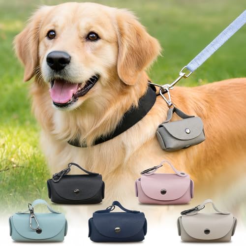 Pet Poop Bag Dispenser with Clip, Portable Waste Bag Holder, 5 Colors Available, 3.9 x 2.4 x 1.2 inches (Light Blue) - color: Light Blue