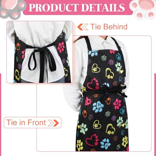 Dog Grooming Waterproof Apron with 2 Pockets, Cute Animals Puppy Dog Pets Apron - style: Dog Paw Heart