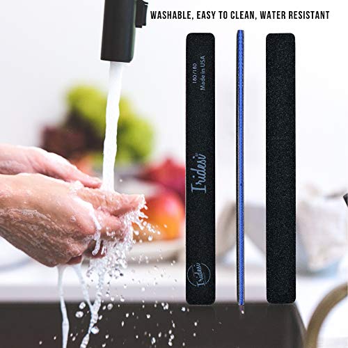 Professional Nail Files Black Washable Emery Boards 7 Inches Long Square End Serrated Edge 12 Fingernail Files Per Pack (180/180) - size: 180/180