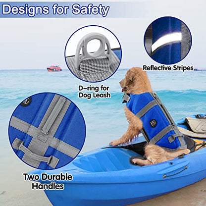 EMUST Dog Life Vests, Adjustable Pet Life Jacket with Rescue Handle, Dog Flotation Vest for Small/Medium/Large Dogs, XS, Royal Blue - color: Royal Blue, size: XS