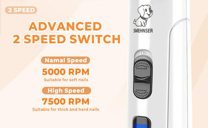Pet Paw Trimmer and Nail Grinder for Dogs & Cats, 5-in-1 Rechargeable Detail Grooming Tool for Paw Pads, Face, Ears and Nail Smoothing, Low-Noise 3-Speed Design