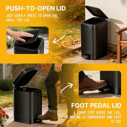 Dog Poop Trash Can Outside, 2.7Gal Dog Waste Trash Can with Lid, Foot Pedal, Dog Waste Container with 20 Bags, Pet Poop Bucket with Soft Close for Backyard Odor Control, Black - size: 10L Black Dog Trash Can