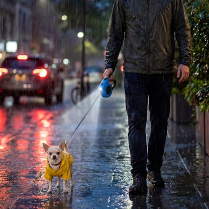Retractable Dog Leash with USB Rechargeable Flashlight for Night Walks, 16FT Automatic Telescopic Tractor Dog Leash for Small and Medium Dogs, Blue - color: Blue
