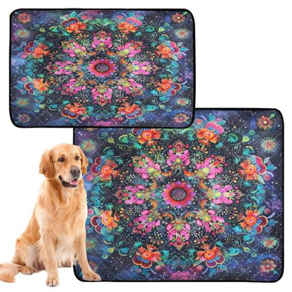 Qilmy Mandala Pet Mat, Waterproof Reusable Dog Training Pad Anti-Slip Pet Creat Pad for Small Medium Large Dogs and Cats - size: Smallx3