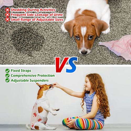 Jollywoods 3 Pack Washable Female Dog Diaper Onesie Sanitary Pantie with Adjustable Suspender, Fixed Doggie Diapers, Super Absorbent Leakproof for Dog in Heat Cycle - size: X-Large(15"-24" Waist)