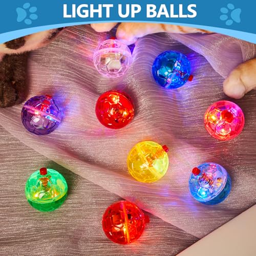 Jecery 9 Pcs Ghost Hunting Light Up Cat Balls LED Motion Activated Cat Toy Interactive Lighted Ball Pet Glowing Mini Running Exercise Toys for Kitten Dog Pet Animals Activity(Multicolor) - color: Multicolor