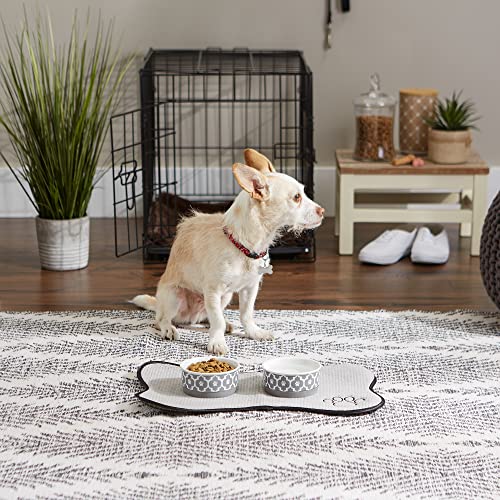 Bone Dry Lattice Collection Pet Bowl & Canister, Small Set, 4.25x2", Gray, 2 Count - color: Gray, size: Small Set, 4.25x2"