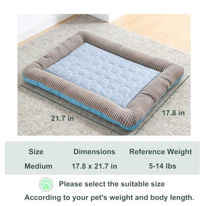 RPGT Summer Pet Self Cooling Mat No Electricity Required Kennel Bed Pad 18"x 22" Sleeping Mat Keeps Dogs and Cats Cool Ideal for Home and Travel - size: Medium