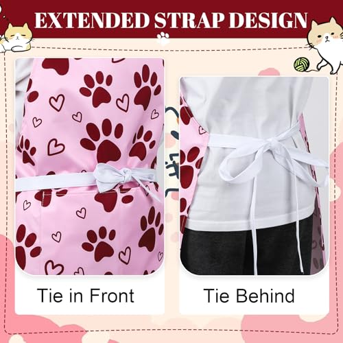 Dog Grooming Waterproof Apron with 2 Pockets, Cute Animals Puppy Dog Pets Apron - style: Red Heart Dog Paw