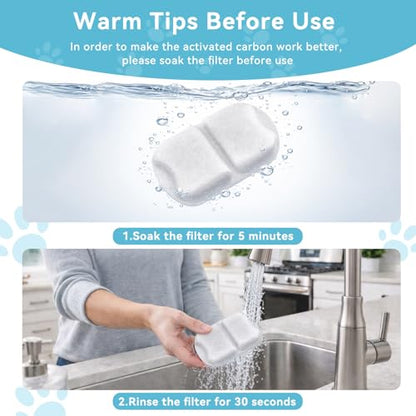 24+24+24 Pack Replacement Filters for oneisall 7L/230oz/1.8G Dog Fountains, 24 Filters + 24 Round Sponges + 24 Square Sponges Replacement Kit, 1-Year Supply
