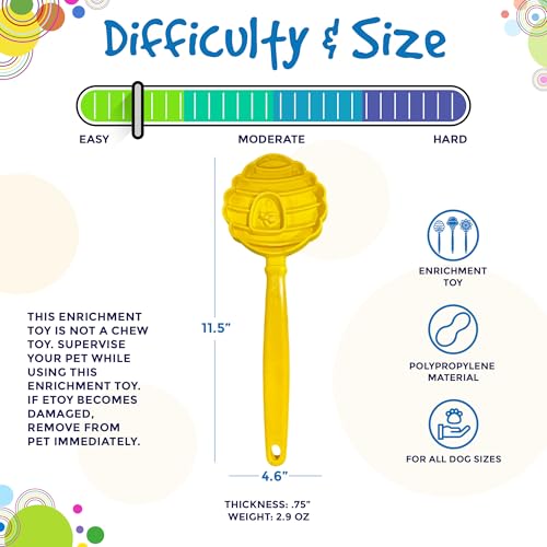 SodaPup Lick Sticks eToy – Durable Interactive Enrichment Toy Made in USA from Non-Toxic, Pet-Safe, Food Safe Material for Bonding, Training, Calming, Mental Stimulation, Oral Health & More - color: Yellow Beehive Lick Stick