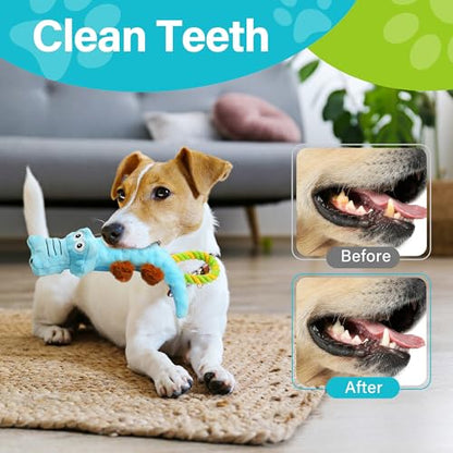 Prime Pets Squeaky Dog Toys, 2 Pack, Tough Stuffed Tug of War Dog Toys for Small Medium Large Dogs, Interactive Puppy Chew Toy to Keep Them Busy