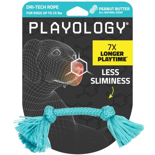 Playology Dog Toys | Dri-Tech Rope Tug of War Dog Toy for Tough Chewers | Peanut Butter Scented Small Tug Rope Toys for Dogs - size: Small, style: Peanut Butter