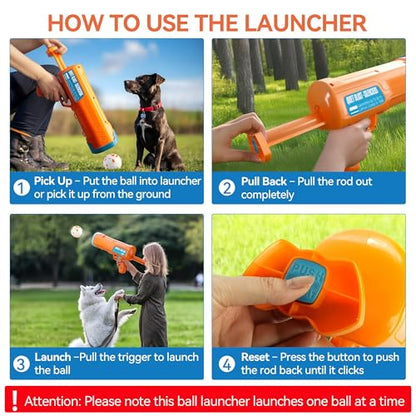 ALL FOR PAWS Dog Ball Launcher, Dog Ball Blaster with 3 ETPU Balls, Interactive Thrower for Medium to Large Dogs, Play Fetch Toy for Dogs for Outdoor Exercise