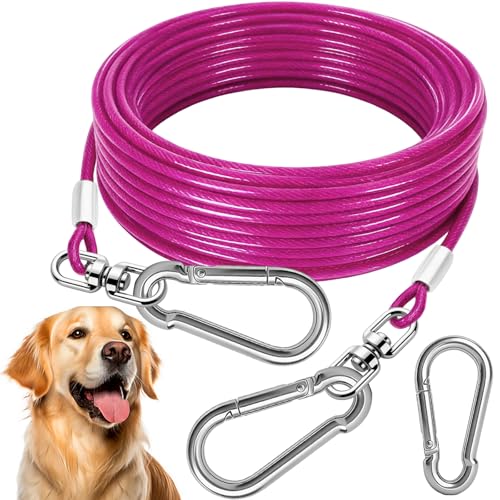 Dog Tie Out Cable - Heavy Duty Dog Chain for Yard, Blue/Purple/Green/Pink Outdoor Tether & Leash, 10/15/20/30Ft,Lead for Dogs Outside - color: Pink, size: 10FT