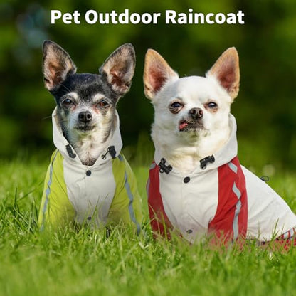 BRKURLEG Dog Raincoat With Legs, Waterproof Clothes, Pet Rainproof Jacket With Leash Hole, Reflective Poncho for Small Dogs, Green M - color: Green, size: M(Back Length9.8")