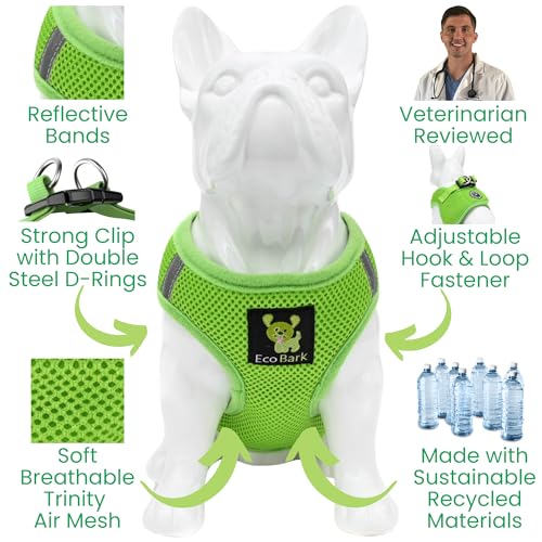 EcoBark Teacup Dog Harness - Luxury Soft Step in Dog Harness - Teacup Harnesses for Puppy & Tiny Dogs- Reflective Mini Body Halter Vest Under 5 lbs (Green, XXXS) - color: Green, size: XXXS- 2 to 3 lbs- Chest up to 10 in (Pack of 1)
