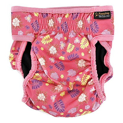 Pack of 3 Female Dog Diapers with 4 - Layers of Absorbent Pads Cat Panties Waterproof Leak Proof Washable (XS: Waist 8" - 12", Flowers Pattern) - color: Pack of 3 Flowers Pattern, size: XS: Waist 8" - 12"
