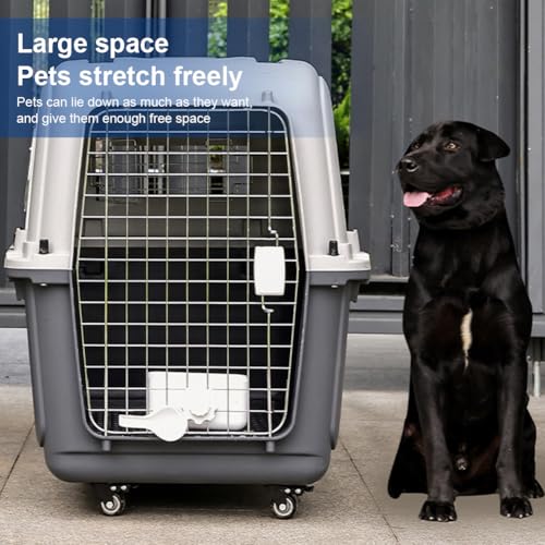 Large Travel Dog Crate Airline Approved, Hard-Sided Pet Kennel with Removable Wheels, for Large Dogs Car SUV Truck, Travel and Home (33.1" L x 21.6" W x 25.2" H)