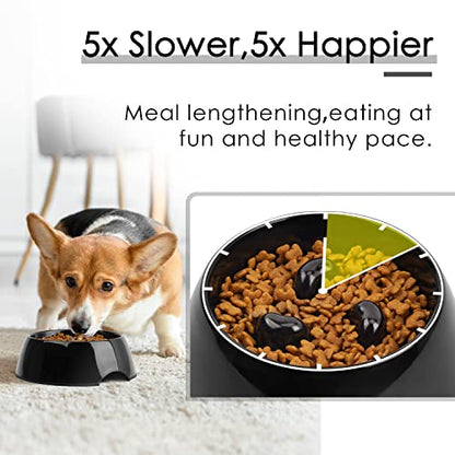 Super Design Slow Feeder Dog Bowl, 1 Cup(Holds Approx. 300ml), Non-Slip, Heat-Resistant, Sturdy, Dishwasher Safe, Suitable for Large Dogs - color: Black, size: M